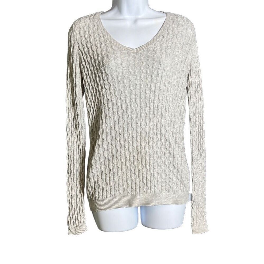 Sonoma Life + Style Women's Pullover Knitted Gray Rib-Wave Long Sleeve Sweater S